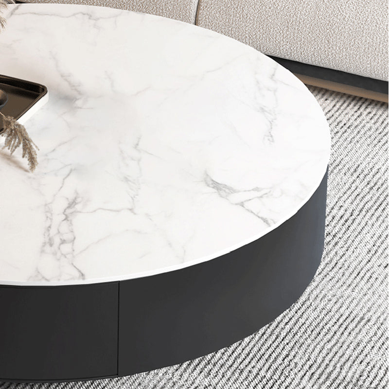 Metal Drum Coffee Table with Storage Round Cocktail Table in Black Clearhalo 'Coffee & Accent Tables' 'Coffee Tables' 'coffee_tables' 'furn' 'furn_coffee_tables' 'Furniture' 'Living Room Furniture' 6218033
