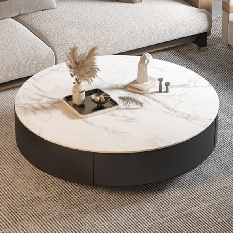 Metal Drum Coffee Table with Storage Round Cocktail Table in Black Clearhalo 'Coffee & Accent Tables' 'Coffee Tables' 'coffee_tables' 'furn' 'furn_coffee_tables' 'Furniture' 'Living Room Furniture' 6218040