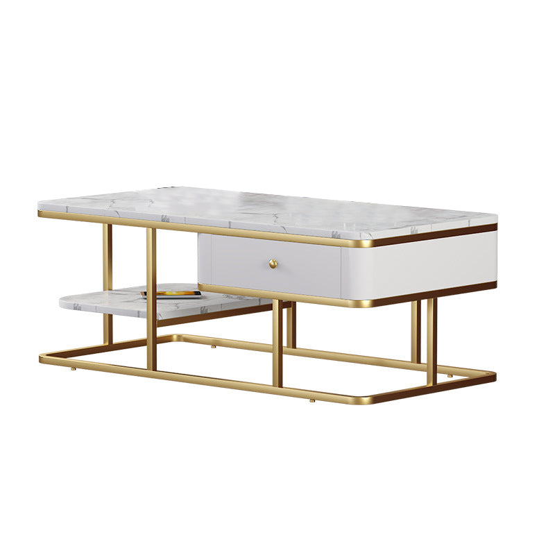 Frame Base Coffee Table Rectangular Black/White Cocktail Table Clearhalo 'Coffee & Accent Tables' 'Coffee Tables' 'coffee_tables' 'furn' 'furn_coffee_tables' 'Furniture' 'Living Room Furniture' 6218048