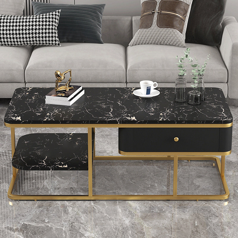 Frame Base Coffee Table Rectangular Black/White Cocktail Table Black Clearhalo 'Coffee & Accent Tables' 'Coffee Tables' 'coffee_tables' 'furn' 'furn_coffee_tables' 'Furniture' 'Living Room Furniture' 6218054