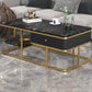 Frame Base Coffee Table Rectangular Black/White Cocktail Table 55.1"L x 27.6"W x 17.7"H Black Clearhalo 'Coffee & Accent Tables' 'Coffee Tables' 'coffee_tables' 'furn' 'furn_coffee_tables' 'Furniture' 'Living Room Furniture' 6218055