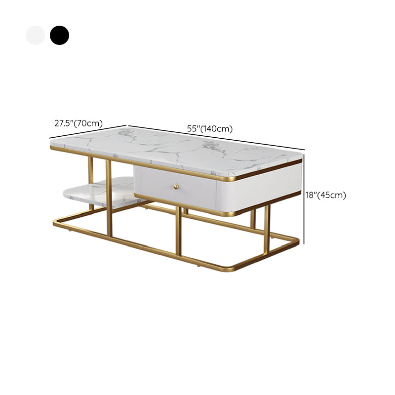 Frame Base Coffee Table Rectangular Black/White Cocktail Table Clearhalo 'Coffee & Accent Tables' 'Coffee Tables' 'coffee_tables' 'furn' 'furn_coffee_tables' 'Furniture' 'Living Room Furniture' 6218058