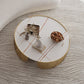 Luxurious Metal Drum Coffee Table Round Stone Top Cocktail Table