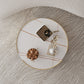 Luxurious Metal Drum Coffee Table Round Stone Top Cocktail Table