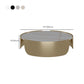 Luxurious Metal Drum Coffee Table Round Stone Top Cocktail Table