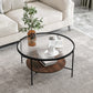 Glass Top 4 Legs Coffee Table Modern Round Cocktail Table in Black/Gold Black Walnut Clearhalo 'Coffee & Accent Tables' 'Coffee Tables' 'coffee_tables' 'furn' 'furn_coffee_tables' 'Furniture' 'Living Room Furniture' 6218074