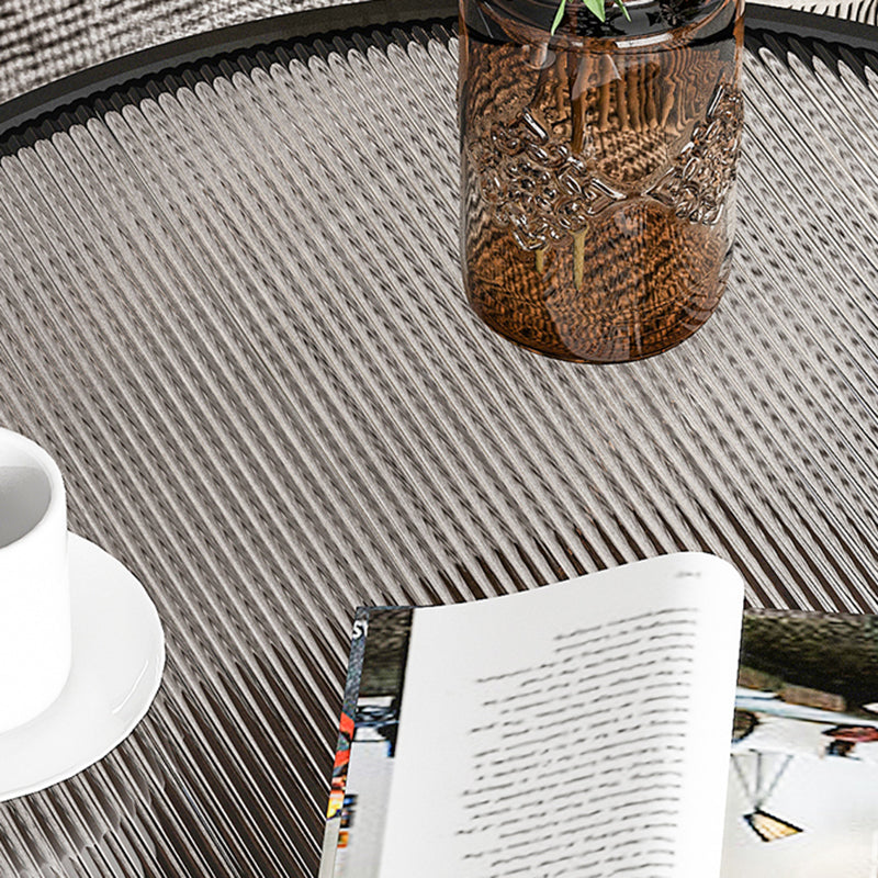 Glass Top 4 Legs Coffee Table Modern Round Cocktail Table in Black/Gold Clearhalo 'Coffee & Accent Tables' 'Coffee Tables' 'coffee_tables' 'furn' 'furn_coffee_tables' 'Furniture' 'Living Room Furniture' 6218081