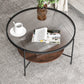 Glass Top 4 Legs Coffee Table Modern Round Cocktail Table in Black/Gold 31.5"L x 31.5"W x 17.7"H Black Walnut Clearhalo 'Coffee & Accent Tables' 'Coffee Tables' 'coffee_tables' 'furn' 'furn_coffee_tables' 'Furniture' 'Living Room Furniture' 6218085