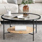 Glass Top 4 Legs Coffee Table Modern Round Cocktail Table in Black/Gold 31.5"L x 31.5"W x 17.7"H Black Natural Clearhalo 'Coffee & Accent Tables' 'Coffee Tables' 'coffee_tables' 'furn' 'furn_coffee_tables' 'Furniture' 'Living Room Furniture' 6218088