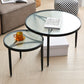Clear Glass Top Round Coffee Table 3 Legs Cocktail Nesting Table Set Clearhalo 'Coffee & Accent Tables' 'Coffee Tables' 'coffee_tables' 'furn' 'furn_coffee_tables' 'Furniture' 'Living Room Furniture' 6218092