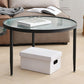Clear Glass Top Round Coffee Table 3 Legs Cocktail Nesting Table Set 28"L x 28"W x 19"H Clearhalo 'Coffee & Accent Tables' 'Coffee Tables' 'coffee_tables' 'furn' 'furn_coffee_tables' 'Furniture' 'Living Room Furniture' 6218095