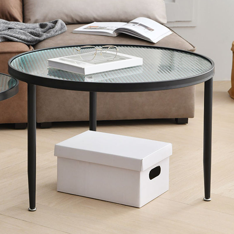 Clear Glass Top Round Coffee Table 3 Legs Cocktail Nesting Table Set 28"L x 28"W x 19"H Clearhalo 'Coffee & Accent Tables' 'Coffee Tables' 'coffee_tables' 'furn' 'furn_coffee_tables' 'Furniture' 'Living Room Furniture' 6218095