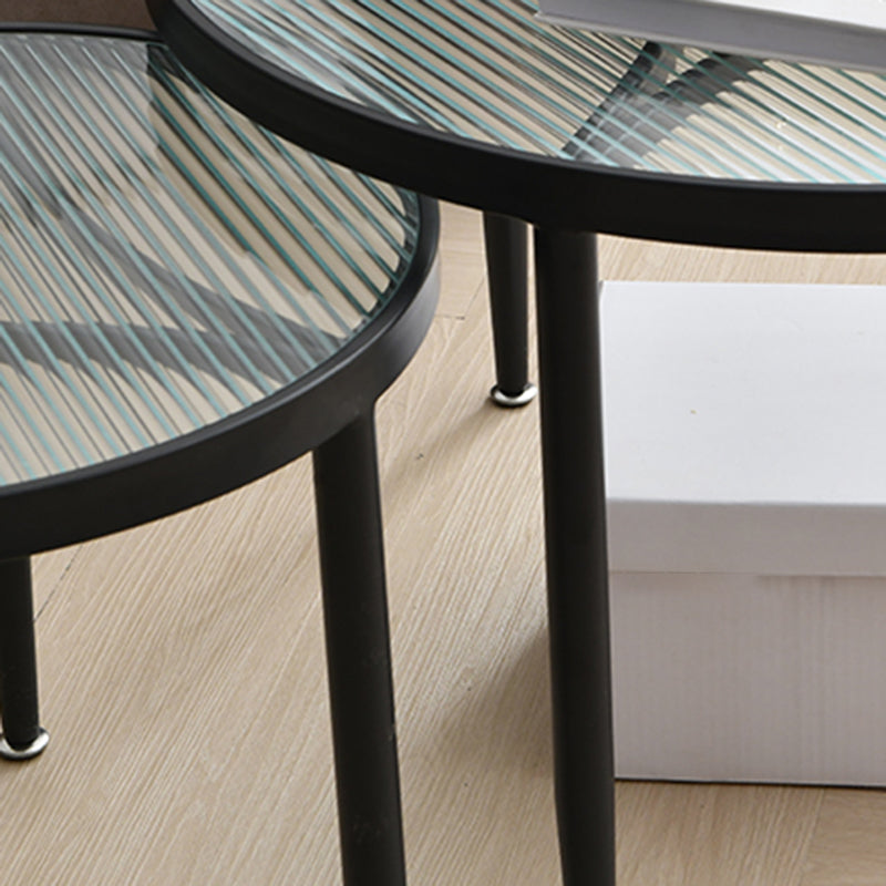 Clear Glass Top Round Coffee Table 3 Legs Cocktail Nesting Table Set Clearhalo 'Coffee & Accent Tables' 'Coffee Tables' 'coffee_tables' 'furn' 'furn_coffee_tables' 'Furniture' 'Living Room Furniture' 6218098