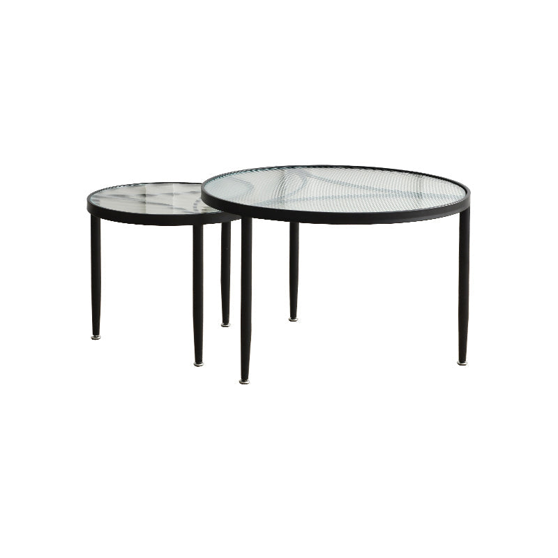 Clear Glass Top Round Coffee Table 3 Legs Cocktail Nesting Table Set Clearhalo 'Coffee & Accent Tables' 'Coffee Tables' 'coffee_tables' 'furn' 'furn_coffee_tables' 'Furniture' 'Living Room Furniture' 6218101