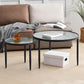 Clear Glass Top Round Coffee Table 3 Legs Cocktail Nesting Table Set 28"L x 28"W x 19"H + 19"L x 19"W x 17"H Clearhalo 'Coffee & Accent Tables' 'Coffee Tables' 'coffee_tables' 'furn' 'furn_coffee_tables' 'Furniture' 'Living Room Furniture' 6218103
