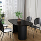 Modern Wooden Table Oval Dinner Room Kitchen Table in Black with Double Pedestal