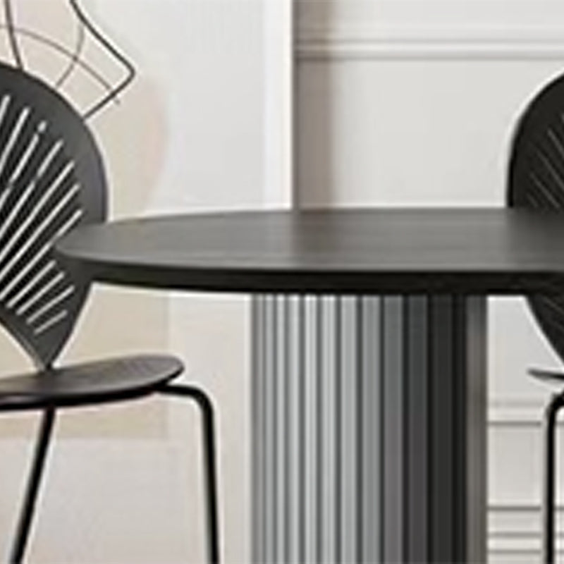 Modern Wooden Table Oval Dinner Room Kitchen Table in Black with Double Pedestal