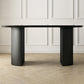 Modern Wooden Table Oval Dinner Room Kitchen Table in Black with Double Pedestal