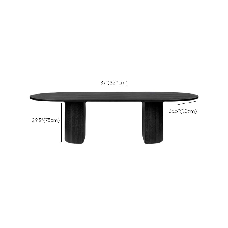 Modern Wooden Table Oval Dinner Room Kitchen Table in Black with Double Pedestal