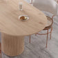 Oval Pine Solid Wood Table Double Pedestal Dining Room Table in Natural
