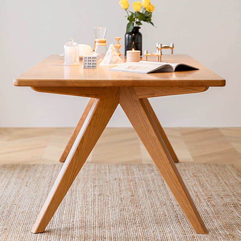 Rectangle 4 Legs Table Natural Solid Wood Dining Table for Restaurant Kitchen Dining Room Clearhalo 'Dining Tables & Seating' 'Dining Tables' 'dining_table' 'furn' 'furn_dining_table' 'Furniture' 'Kitchen & Dining Furniture' 6218293