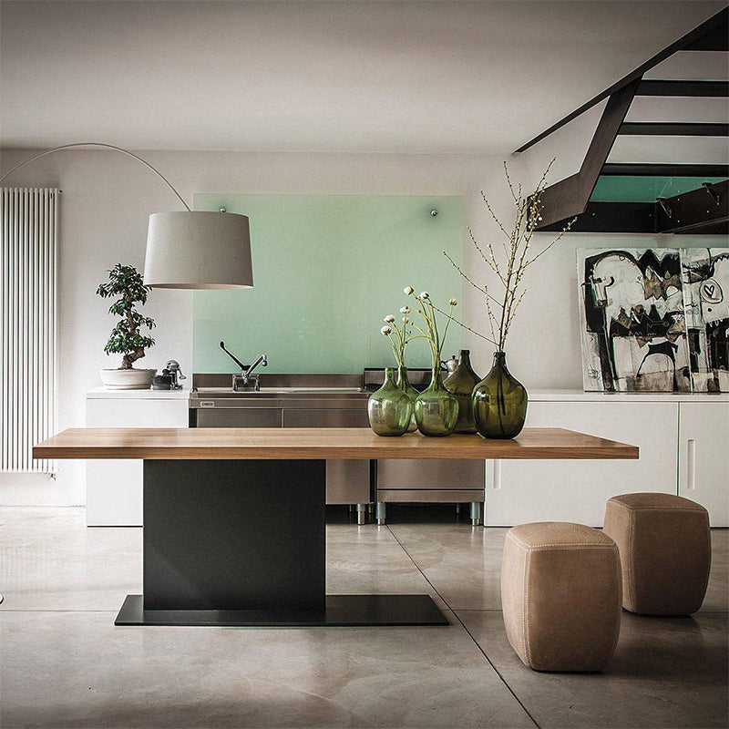 Natural Top Rectangular Table Solid Wood Dining Room Table with Metal Base 63"L x 27.6"W x 29.5"H Without Chairs Clearhalo 'Dining Tables & Seating' 'Dining Tables' 'dining_table' 'furn' 'furn_dining_table' 'Furniture' 'Kitchen & Dining Furniture' 6218300