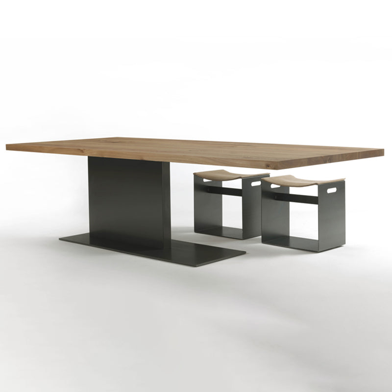 Natural Top Rectangular Table Solid Wood Dining Room Table with Metal Base 47.2"L x 23.6"W x 29.5"H Without Chairs Clearhalo 'Dining Tables & Seating' 'Dining Tables' 'dining_table' 'furn' 'furn_dining_table' 'Furniture' 'Kitchen & Dining Furniture' 6218302