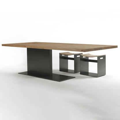 Natural Top Rectangular Table Solid Wood Dining Room Table with Metal Base 47.2"L x 23.6"W x 29.5"H Without Chairs Clearhalo 'Dining Tables & Seating' 'Dining Tables' 'dining_table' 'furn' 'furn_dining_table' 'Furniture' 'Kitchen & Dining Furniture' 6218302