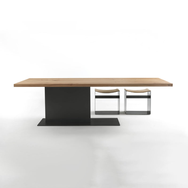 Natural Top Rectangular Table Solid Wood Dining Room Table with Metal Base 55.1"L x 27.6"W x 29.5"H Without Chairs Clearhalo 'Dining Tables & Seating' 'Dining Tables' 'dining_table' 'furn' 'furn_dining_table' 'Furniture' 'Kitchen & Dining Furniture' 6218303