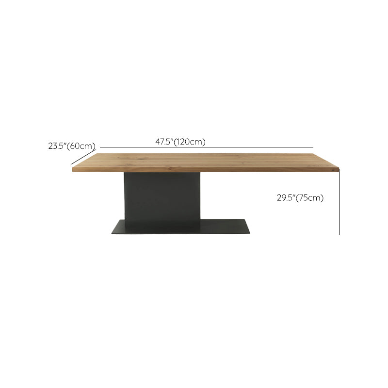 Natural Top Rectangular Table Solid Wood Dining Room Table with Metal Base Clearhalo 'Dining Tables & Seating' 'Dining Tables' 'dining_table' 'furn' 'furn_dining_table' 'Furniture' 'Kitchen & Dining Furniture' 6218312