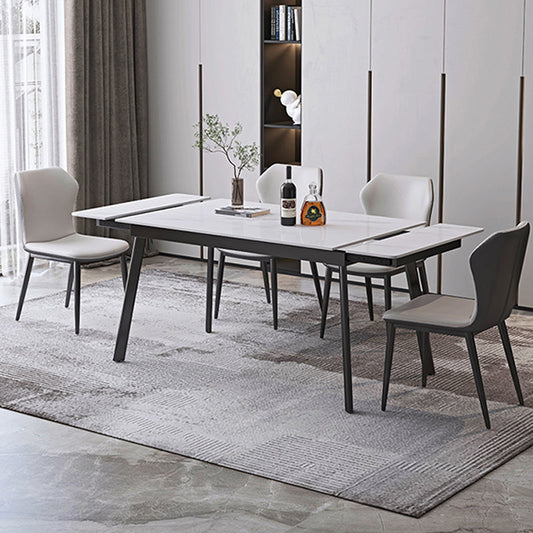 Modern Dining Table Rectangle Extendable Black Frame Dining Table for Dining Room