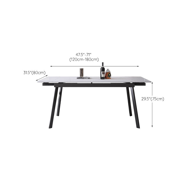 Modern Dining Table Rectangle Extendable Black Frame Dining Table for Dining Room
