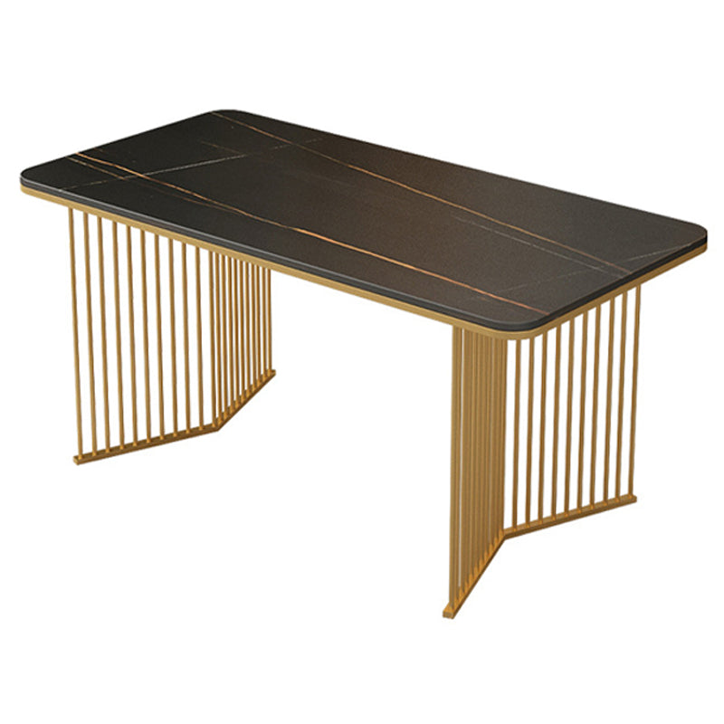 Rectangle Dining Table Traditional Luxury Double Pedestal Dining Table for Dining Room Clearhalo 'Dining Tables & Seating' 'Dining Tables' 'dining_table' 'furn' 'furn_dining_table' 'Furniture' 'Kitchen & Dining Furniture' 6218352