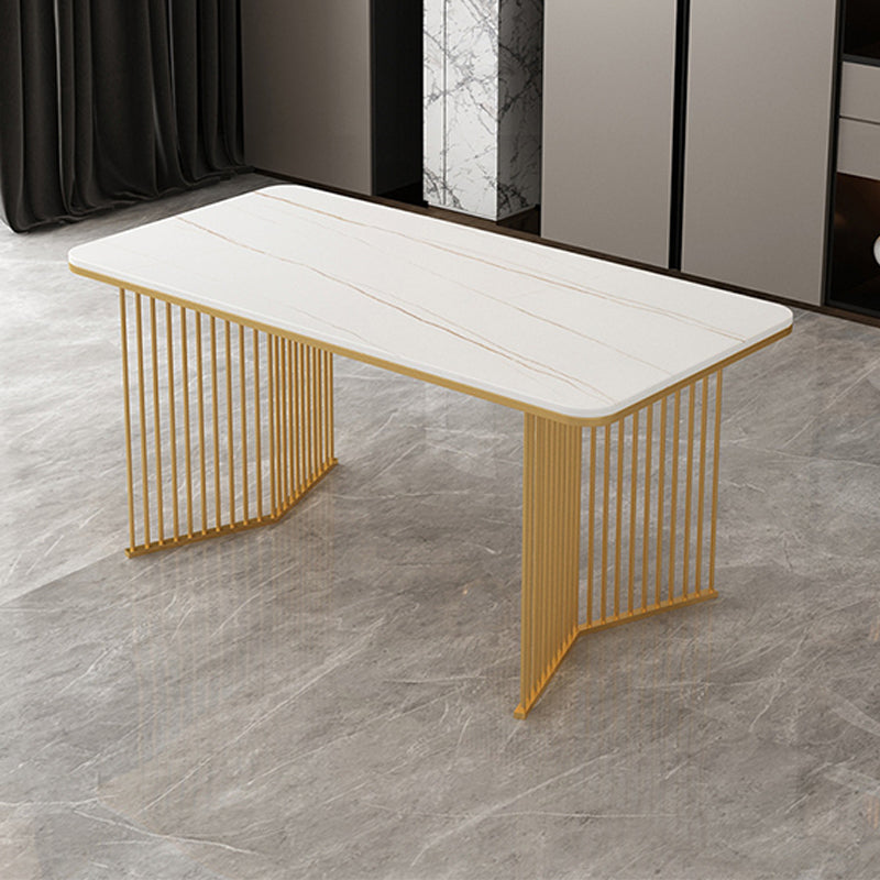 Rectangle Dining Table Traditional Luxury Double Pedestal Dining Table for Dining Room Clearhalo 'Dining Tables & Seating' 'Dining Tables' 'dining_table' 'furn' 'furn_dining_table' 'Furniture' 'Kitchen & Dining Furniture' 6218357