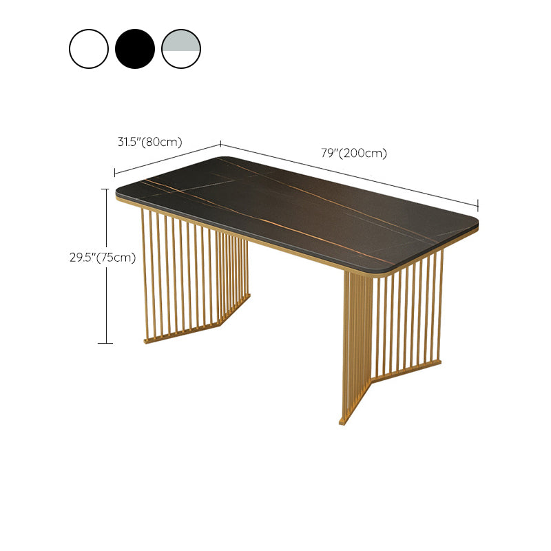 Rectangle Dining Table Traditional Luxury Double Pedestal Dining Table for Dining Room Clearhalo 'Dining Tables & Seating' 'Dining Tables' 'dining_table' 'furn' 'furn_dining_table' 'Furniture' 'Kitchen & Dining Furniture' 6218365