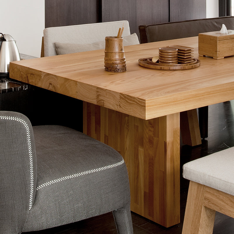 Rectangle Dining Table Modern Wooden Double Pedestal Table in Natural Clearhalo 'Dining Tables & Seating' 'Dining Tables' 'dining_table' 'furn' 'furn_dining_table' 'Furniture' 'Kitchen & Dining Furniture' 6218372