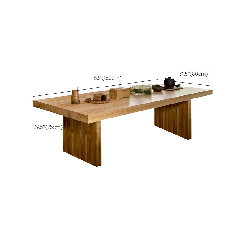 Rectangle Dining Table Modern Wooden Double Pedestal Table in Natural Clearhalo 'Dining Tables & Seating' 'Dining Tables' 'dining_table' 'furn' 'furn_dining_table' 'Furniture' 'Kitchen & Dining Furniture' 6218379