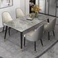 Modern Dining Table Black Frame Stone Dining Table for Dinner Room 63"L x 31.5"W x 29.5"H Without Chairs Clearhalo 'Dining Tables & Seating' 'Dining Tables' 'dining_table' 'furn' 'furn_dining_table' 'Furniture' 'Kitchen & Dining Furniture' 6218433