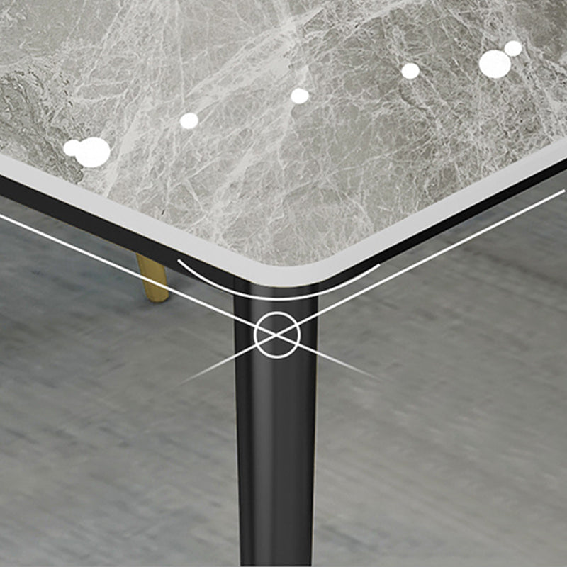 Modern Dining Table Black Frame Stone Dining Table for Dinner Room Clearhalo 'Dining Tables & Seating' 'Dining Tables' 'dining_table' 'furn' 'furn_dining_table' 'Furniture' 'Kitchen & Dining Furniture' 6218435