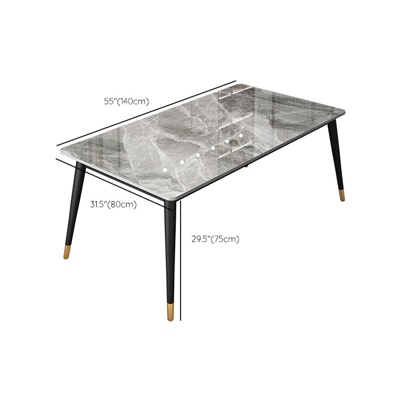 Modern Dining Table Black Frame Stone Dining Table for Dinner Room Clearhalo 'Dining Tables & Seating' 'Dining Tables' 'dining_table' 'furn' 'furn_dining_table' 'Furniture' 'Kitchen & Dining Furniture' 6218440