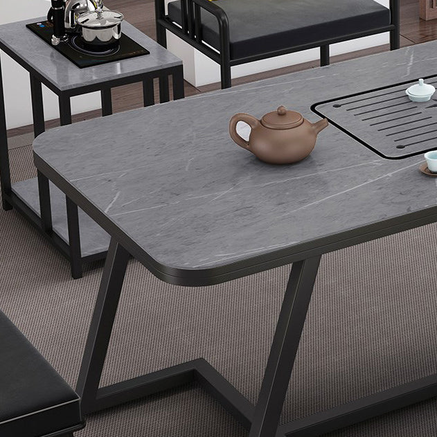 Tavolo in metallo e pietra glam in stile famiglia rettangolare tavolo da pranzo