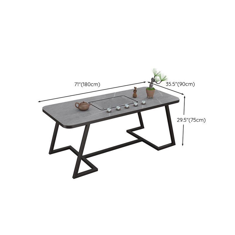 Tavolo in metallo e pietra glam in stile famiglia rettangolare tavolo da pranzo