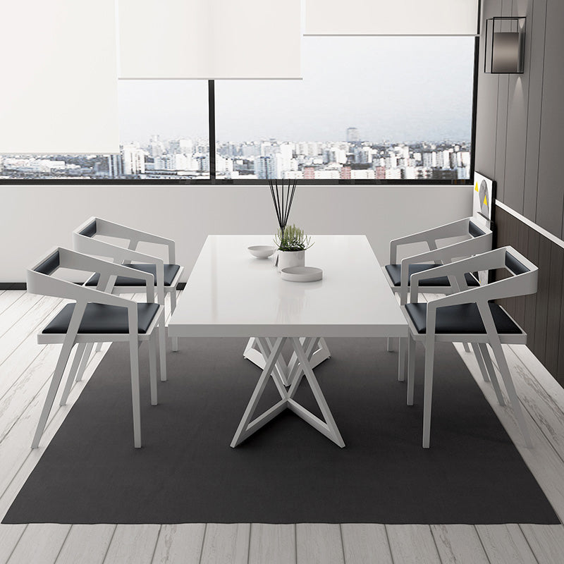 Tavolo in metallo e legno moderno in stile moderno famiglia tavolo da pranzo rettangolare