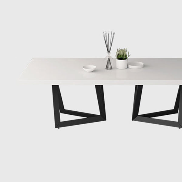 Tavolo in metallo e legno moderno in stile moderno famiglia tavolo da pranzo rettangolare