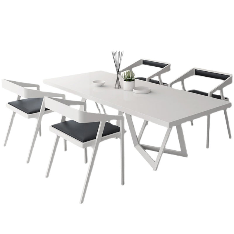 Tavolo in metallo e legno moderno in stile moderno famiglia tavolo da pranzo rettangolare