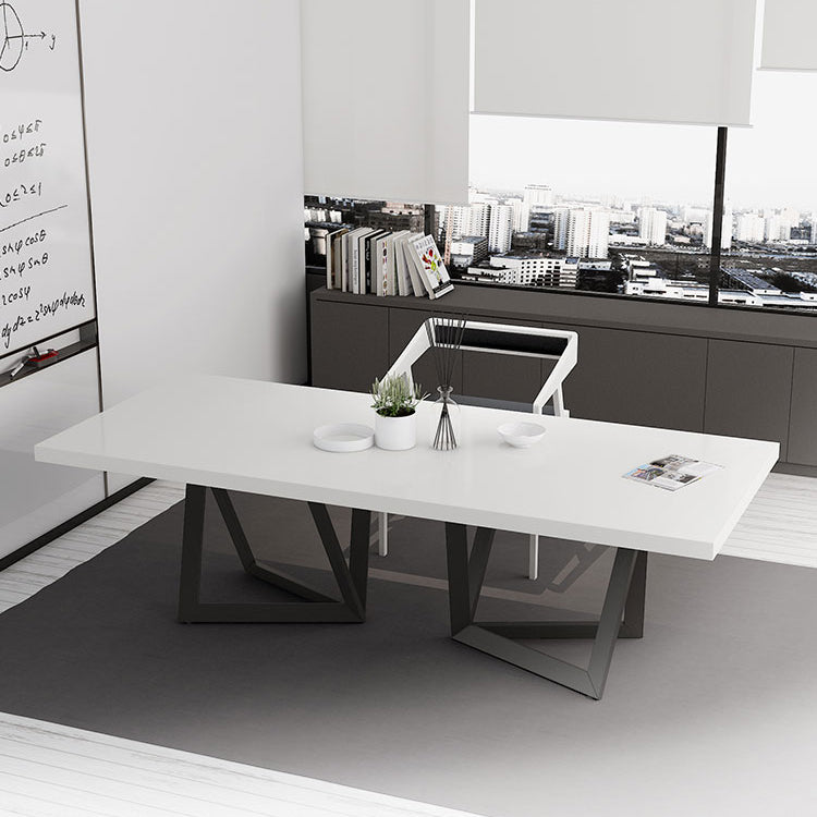 Tavolo in metallo e legno moderno in stile moderno famiglia tavolo da pranzo rettangolare