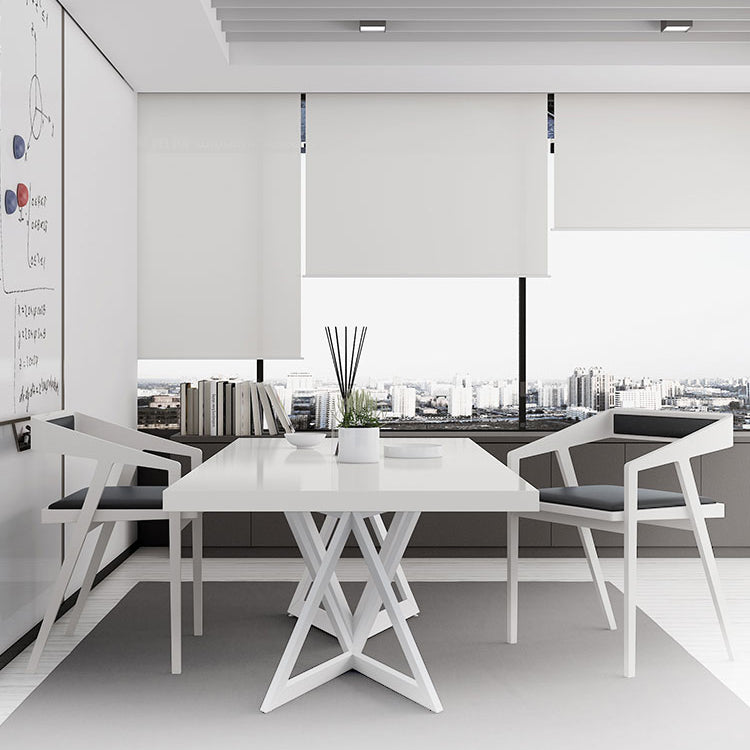 Tavolo in metallo e legno moderno in stile moderno famiglia tavolo da pranzo rettangolare