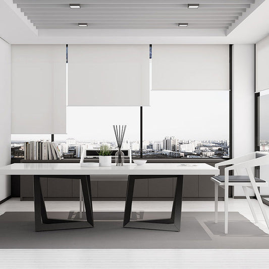 Tavolo in metallo e legno moderno in stile moderno famiglia tavolo da pranzo rettangolare