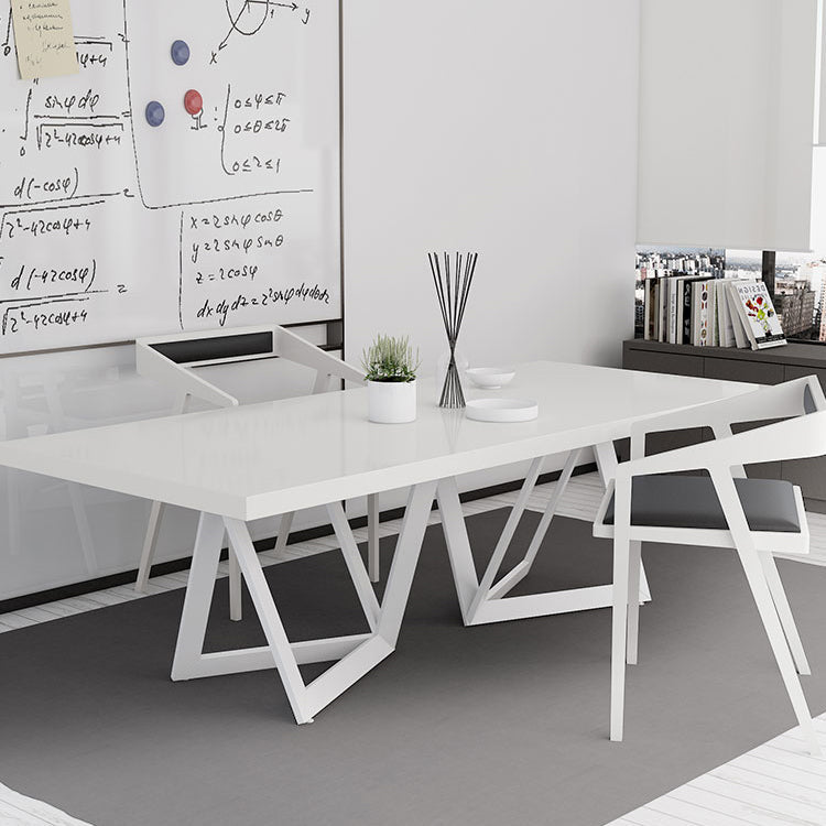 Tavolo in metallo e legno moderno in stile moderno famiglia tavolo da pranzo rettangolare