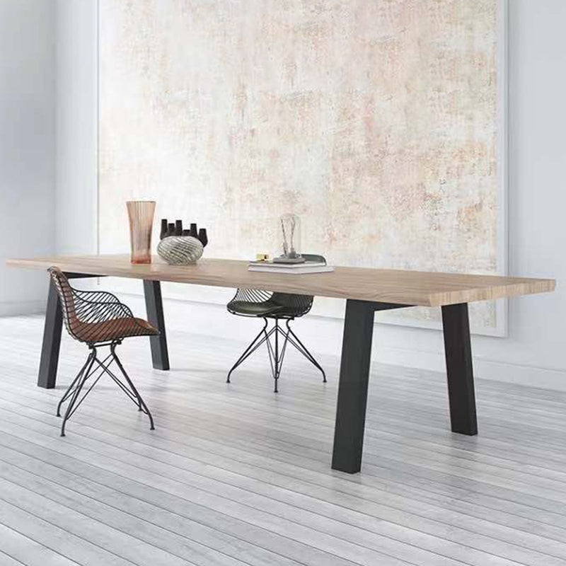 Table en métal et bois Table à manger rectangulaire de style moderne du milieu du siècle